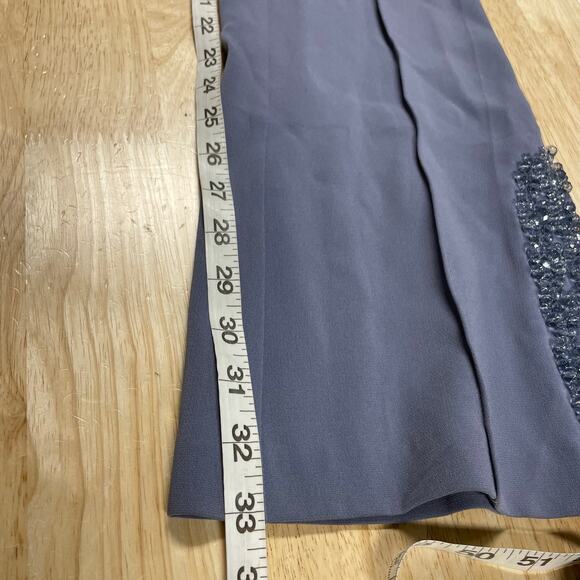 Cinq a Sept NWT Kayden Embellished Dress Pants Blue Size 0 Beaded Ankle Pleated - Picture 8 of 11